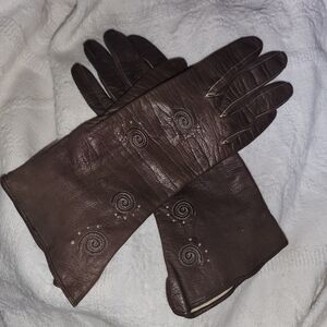 Vintage  brown leather gloves  Size XS